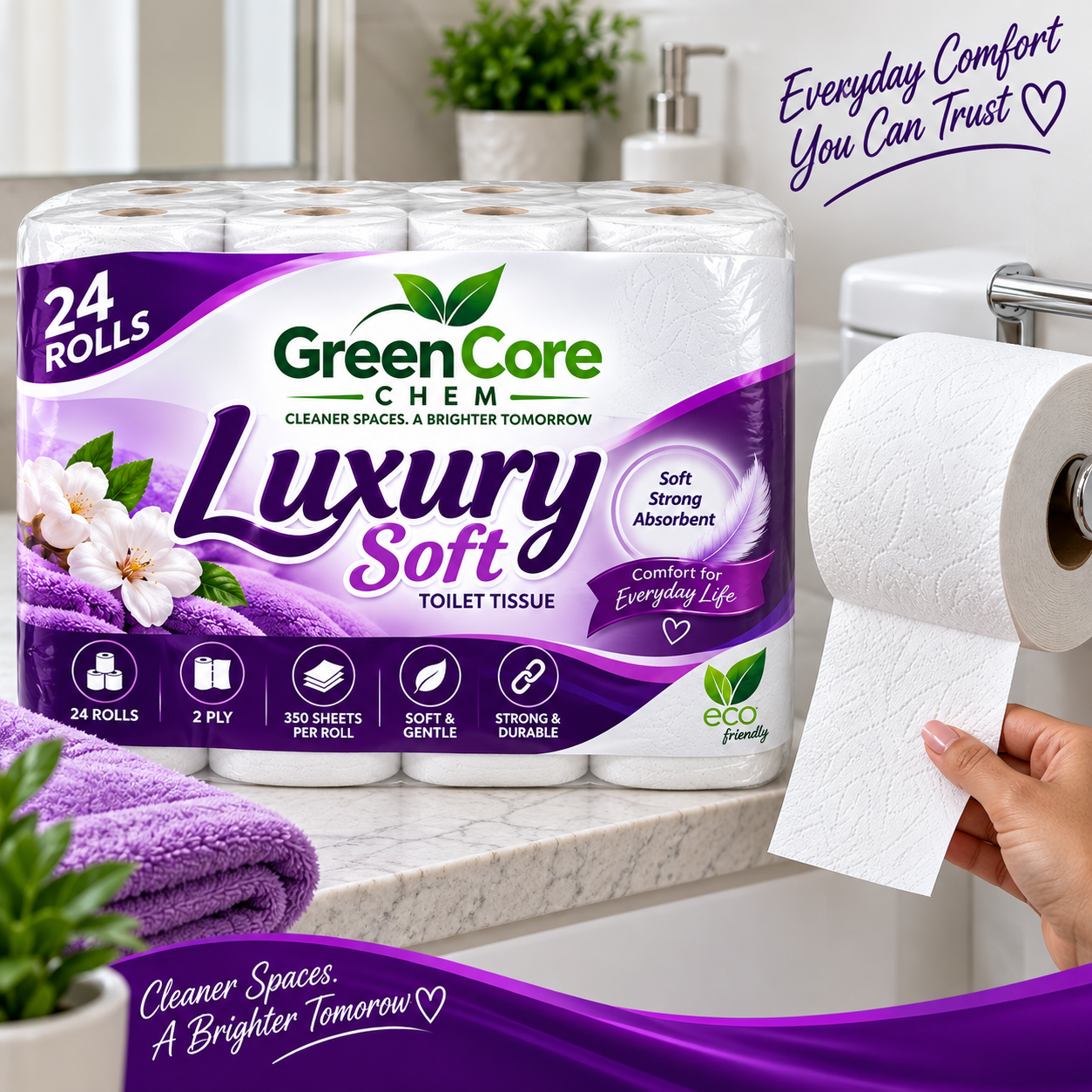 GreenCore Chem Luxury Soft Toilet Tissue