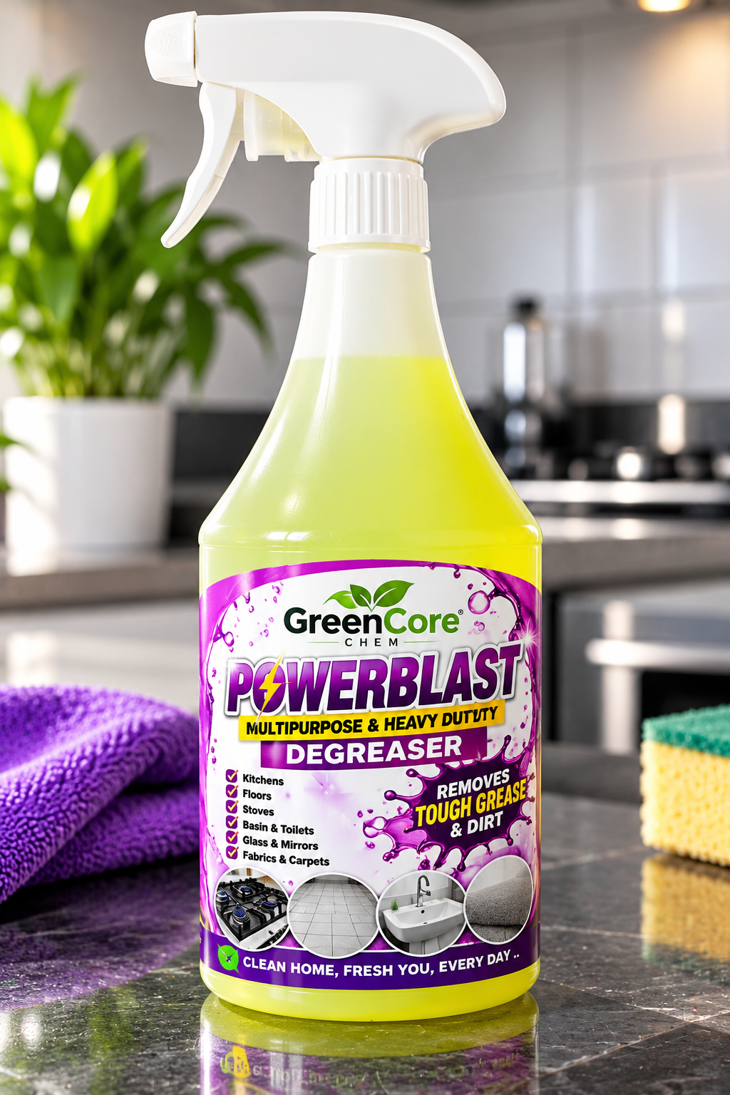 GreenCore Chem PowerBlast Multipurpose & Heavy-Duty Degreaser – 750ml