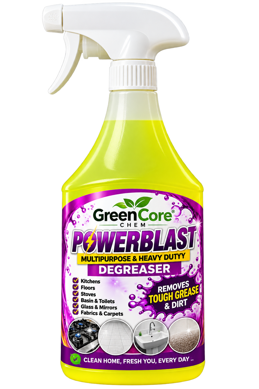 GreenCore Chem PowerBlast Multipurpose & Heavy-Duty Degreaser – 750ml
